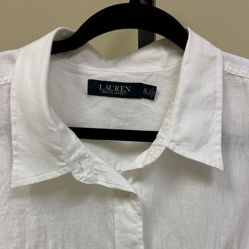 Lauren Ralph Lauren White Linen Blouse - Picture 5 of 9